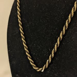 Vintage Trifari Black/Gold Corded Twisted Chain Necklace